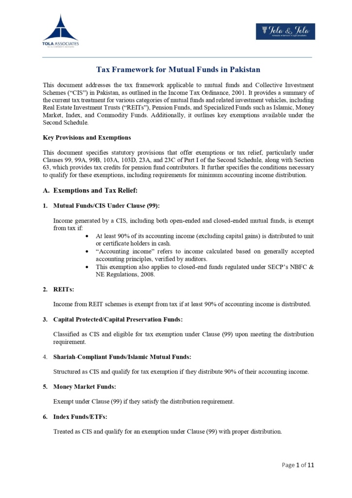 Note-on-Tax-Framework-for-Mutual-Funds-in-Pakistan_page-0001-724x1024 FBR Tax Related Major Developments 2025